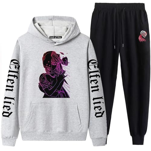 Elfen Lied Damen Und Herren Sets Frühling Herbst Zipper Hoodie Und Hose 2 Stück Casual Trainingsanzug Laufen Jogging Sportswear Anzug Zipper Hoodie Pant Sets-7-COLOR-6||S von COSXHF