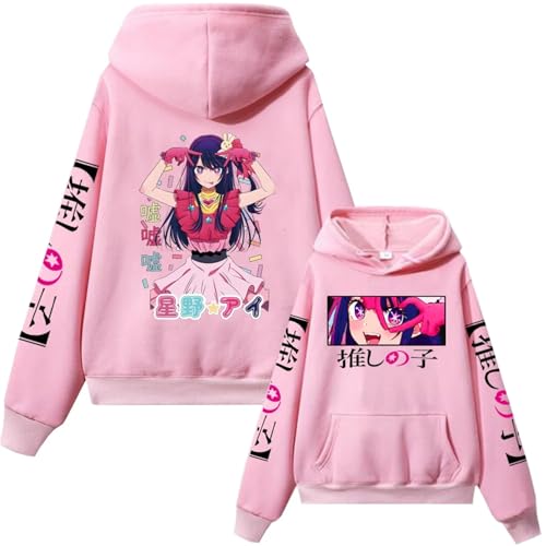 Oshi No Ko Ai Hoshino Oversized Unisex Hoodie Für Frauen/Männer/Trendy Letter Print Fleece Sweatshirt, Casual Langarm Pullover, Y2K Stil Herbst/Winter Mode Mit Taschen Japanische Anime-PINK||XXS von COSXHF