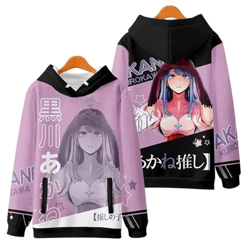 Oshi No Ko Ai Hoshino Unisex 3D Hoodie Für Frauen/Männer Mit Trendy Letter Print Fleece Sweatshirt, Lässiger Langarm Pullover, Y2K Stil Herbst/Winter Mode Mit Taschen Japanische Anime-PINK||XXS von COSXHF