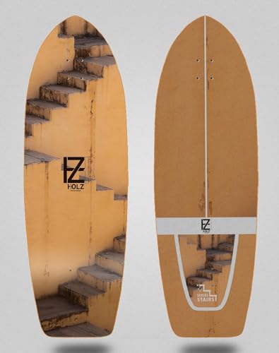 Holz Monopatin Surfskate Skateboard Deck - Stairs Arabic 31 Fat Tail von COUNTRY BASQUE INGURUASAKARI INDUSTRY