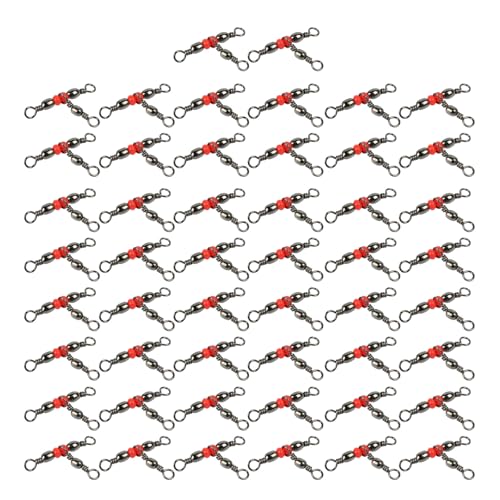 CPAOWEHF 50 Stück Schnurfässer mit Perlen, Angelausrüstung, 3-Wege-Angelwirbel, T-Dreh, 3-Wege-Wirbel von CPAOWEHF