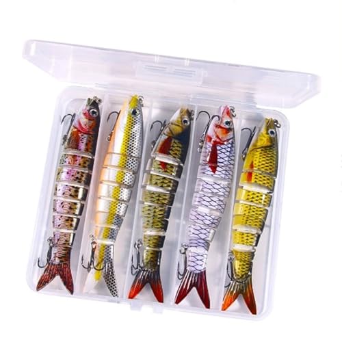 CPAOWEHF 5Pcs Angeln Lockt Mehrere Abschnitte Köder Angelhaken Salzwasser 3D Künstliche Angeln Lockt Swimbait Wobbler Für Angeln von CPAOWEHF