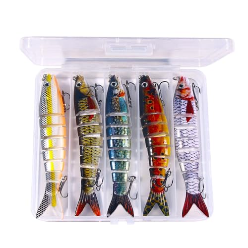 CPAOWEHF 5Pcs Angeln Lockt Mehrere Abschnitte Köder Angelhaken Salzwasser 3D Künstliche Angeln Lockt Swimbait Wobbler Für Angeln von CPAOWEHF