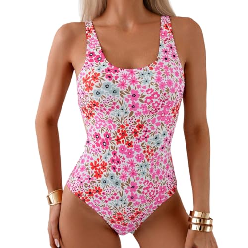 CPAOWEHF Damen-Badeanzug, hohe Taille, Blumendruck, Monokini, Rückenfrei, rückenfrei, Badeanzug von CPAOWEHF