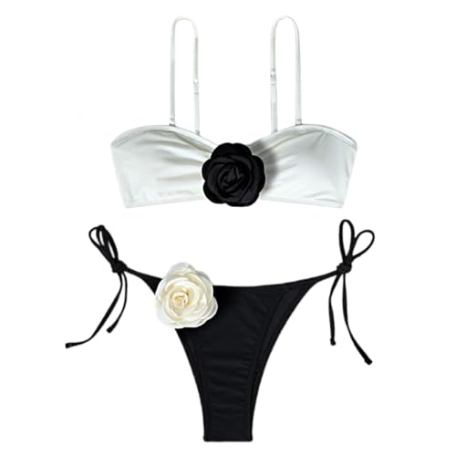 CPAOWEHF Damen Bandeau-Badeanzug, verstellbarer Schultergurt, zweiteiliger Badeanzug von CPAOWEHF