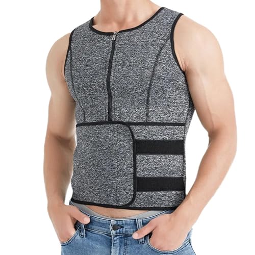 CPAOWEHF Herren-Sauna-Weste, Taillentrainer, Saunaanzug, Schweiß, Reißverschluss, Bodyshaper, Bodyshaper, Schlankheitsweste für Fitnessstudio, Fitness von CPAOWEHF