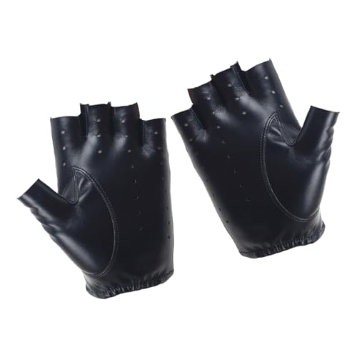 CPAOWEHF PU Leder Handschuh Für Frauen Männer Fingerlose Radfahren Handschuhe Schwarz Halb Finger Sport Handschuhe Gewichtheben von CPAOWEHF