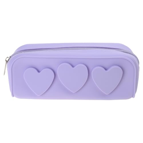 CPAOWEHF Silikon-Kosmetiktasche, Herz-Make-up-Tasche, Reise-Kulturbeutel, Federmäppchen, Kosmetik, Outdoor-Aufbewahrungstasche für Damen, violett, Normal von CPAOWEHF