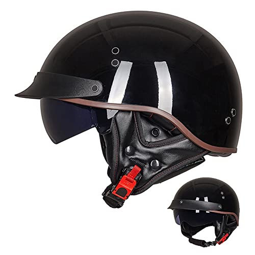 CPXZYU Halbschalenhelm Mit Ece, Jethelm Retro, Chopper Helm, Retro Motorrad Helm, Scooter-Helm, Offenem Helm, Mit Sonnenblende Und Herausnehmbares Atmungsaktives Futter M-XXL 57-64Cm/B/L(59-60cm) von CPXZYU