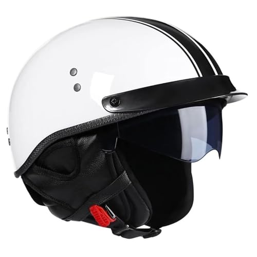 Halbschalenhelm,Motorradhelm Halbhelm,ECE-Zulassung Motorradhelm Brain Cap Einziehbaren InnengläSern Schnellverschluss Abnehmbares Waschbares Futter L(59-60CM) von CPXZYU