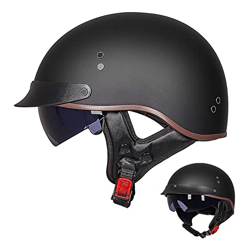 Halbschalenhelm mit ECE, Jethelm Retro, Chopper Helm, Retro Motorrad Helm, Scooter-Helm, Offenem Helm, mit Sonnenblende und Herausnehmbares Atmungsaktives Futter M(57-58cm) von CPXZYU