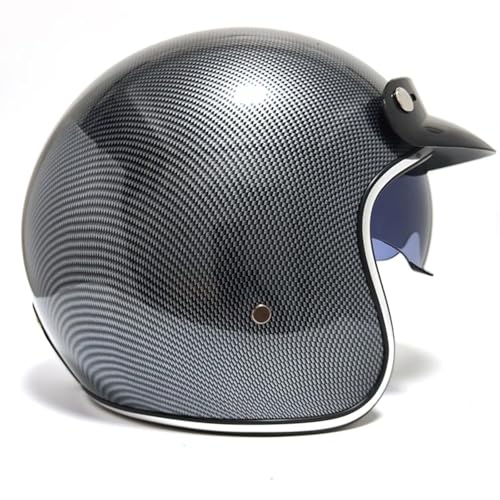 Retro Helm Motorrad-Kohlefaser Motorrad Halbschalenhelm DOT/ECE-Zulassung Retro JetHelm mit Sonnenbrille für Cruiser Chopper Biker Moped,Motorrad Halbhelm Retro XL von CPXZYU