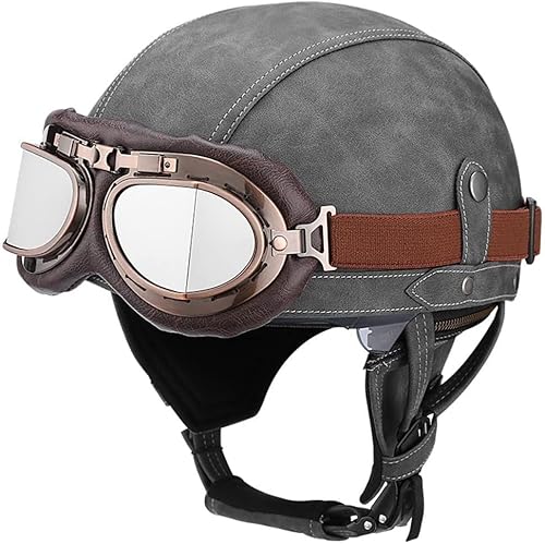 Retro Motorrad Halbhelme Leder Halbhelm Deutscher Stil Roller Cruiser Chopper Anti-Collision Helm Abnehmbarer Gehörschutz mit Visier ECE Zertifiziert Roller-Helm Scooter Mofa-Helm Retro Motorrad Halbhelme Leder Halbhelm Deutscher Stil Roller Cruiser Chopper Anti-Collision Helm Abnehmbarer Gehörschutz mit Visier ECE Zertifiziert Roller-Helm Scooter Mofa-Helm von CPXZYU