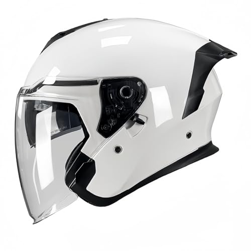 Motorradhelm Jethelm Motorradhelm Rollerhelm Sturzhelm Mit Doppelvisier Cruiser Mopedhelm Touring Motorradhelm Unisex F,L(59-60CM) von CQHZCL