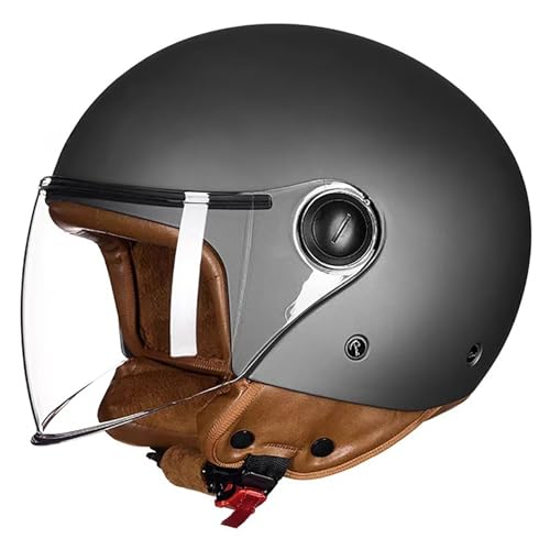 Offener Motorradhelm 3/4-Helm Sturzhelm Mit Visier Moped-Roller-Motorradhelm Herren- Und Damenhelme Sicherheitsausrüstung Vier Jahreszeiten H,L(57-58CM) von CQHZCL