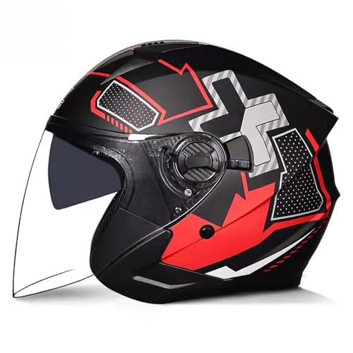 Offener Motorradhelm Sturzhelm Motorradhelme Für Erwachsene Jethelm Mit Doppelvisier 3/4-Helm Für Männer Und Frauen Moped-Rollerhelm G,XXL(61-62CM) von CQHZCL