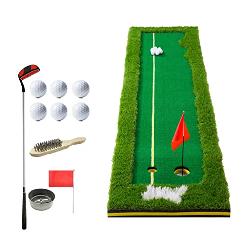 2-Gang-Golf-Putting-Green mit Ausrichtungshilfen, tragbare Indoor-Golf-Putting-Übungsmatte für den Heim-, Büro- oder Gartengebrauch (Größe: 0,5 * 3 m) von CQLXZ