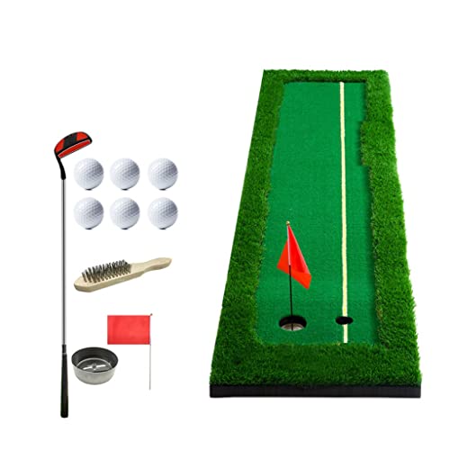 2-farbige Golf-Putting-Green-Matte mit 1/2-Loch-Übungs-Putting-Green für den Innen- und Außenbereich, rutschfeste Golf-Trainingsausrüstungshilfe (Größe: 0,5 x 3 m) von CQLXZ