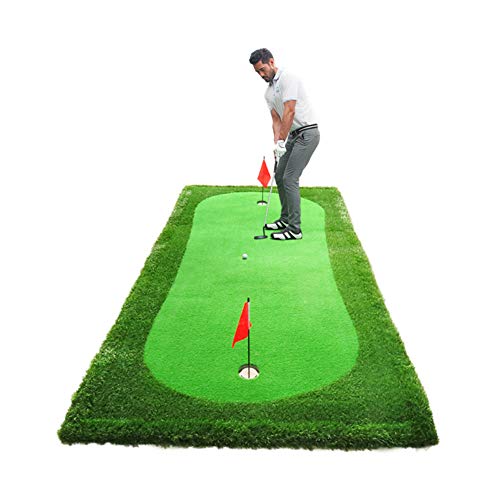 Golf Putting Green mit 2 Löchern, tragbare Putting-Matte für den Innenbereich, professionelle Golf-Trainingshilfen, Übungsausrüstung im Freien, A, 75 x 300 cm (30 x 118 Zoll) von CQLXZ
