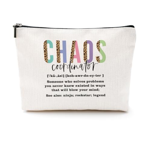 Make-up-Tasche mit Aufschrift "Leadership Boss Lady Chaos Coordinator", Mitarbeiterin, Supervisor, Dankeschön, Geschenk, inspirierende Make-up-Tasche, Mehrfarbig 0511, 9.6 x 7.4 inches von CQM