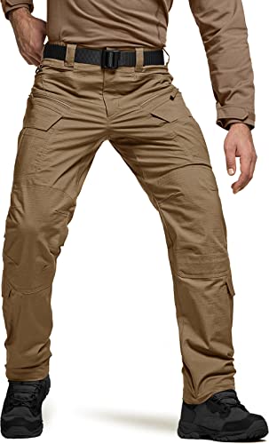 CQR Herren Flex-Stretch-Taktikhose, Wasserabweisende, leichte Ripstop-Cargohose, Arbeitshose, Tfp570 1pack - Coyote, 36W / 30L von CQR