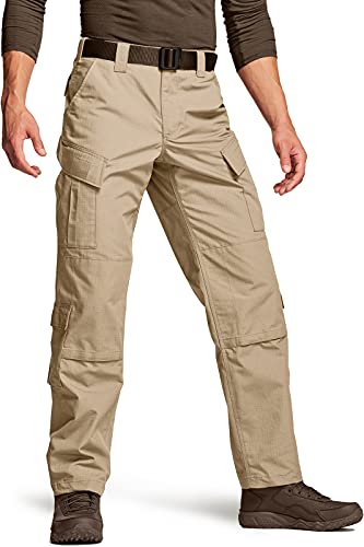 CQR Herren Militär Taktische Hose, MKampfhose, ACU Cargohose, wasserabweisend, Ripstop-Arbeitshose, Uap03 1pack - Khaki, 3XL Lang von CQR