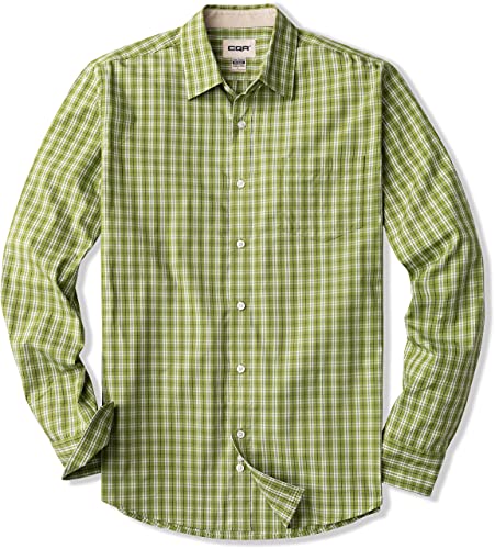 CQR Herren Regular Fit Langarm Hemd, Causual Button-Up Popline Hemd aus 100%, Tol503 1pack - Caterpillar Green, XL von CQR
