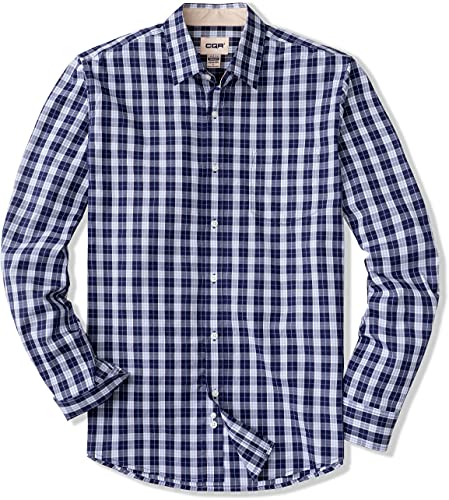 CQR Herren Regular Fit Langarm Hemd, Causual Button-Up Popline Hemd aus 100%, Tol503 1pack - Magnetic Blue, S von CQR