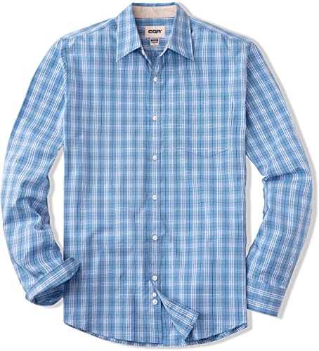 CQR Herren Regular Fit Langarm Hemd, Causual Button-Up Popline Hemd aus 100%, Tol503 1pack - Whale Blue, XS von CQR