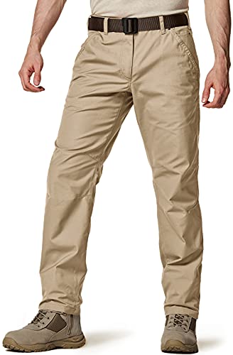 CQR Herren Ripstop-Arbeitshose, wasserabweisend, Taktische, Straight-Leg Hose, für Außenarbeiter, Cargohose, Gerade Hosen Twp301 1pack - Khaki, 38W / 30L von CQR