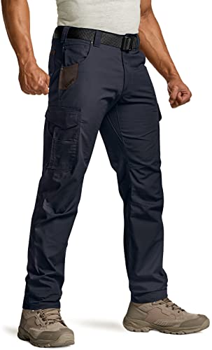 CQR Herren Ripstop-Arbeitshose, wasserabweisend, Taktische, Straight-Leg Hose, für Außenarbeiter, Cargohose, Twp304 1pack - Police Navy, 40W / 32L von CQR