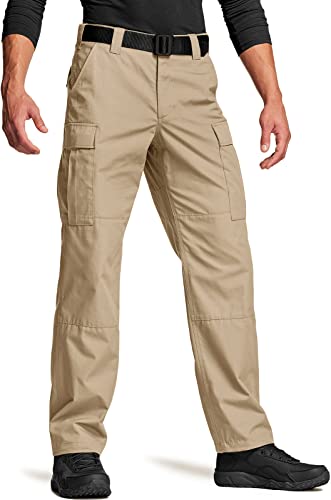 CQR Herren Taktische Militär Hose, MKampfhose, BDU Cargohose, wasserabweisend, Ripstop-Arbeitshose, Ubp03 1pack - Khaki, L von CQR