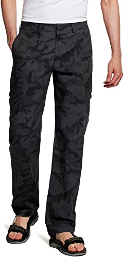 CQR Herren Wasserabweisende, leichte Wanderhose, USF 50+, Stretchhose, Cargohose, Arbeitshose, Txp424 1pack - Camo Black, 34W / 34L von CQR