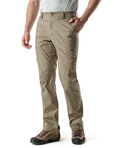 CQR Herren Wasserabweisende, leichte Wanderhose, USF 50+, Stretchhose, Cargohose, Arbeitshose, Txp424 1pack - Tan, 36W / 34L von CQR