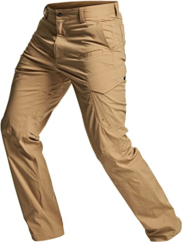 CQR Herren Wasserabweisende, leichte Wanderhose, USF 50+, Stretchhose, Cargohose, Arbeitshose, Txp440 1pack - Coyote, 40W / 30L von CQR