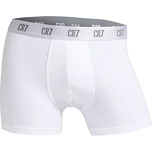 CR7 CRISTIANO RONALDO Herren Enganliegende Boxershorts (3er-Pack), Weiß, L von CR7