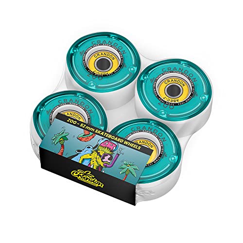 CRANDON 4er Pack Skateboard Wheels für Anfänger und Profis Durchmesser 52 mm x Breite 32 mm Härte (100A) Farbe PU White Wheel von CRANDON