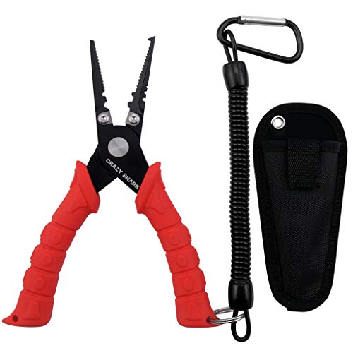 CRAZY SHARK Multifunktionale Angelzangen Linie Cutter Hook Remover Tackle mit Scheide und Lanyard von CRAZY SHARK