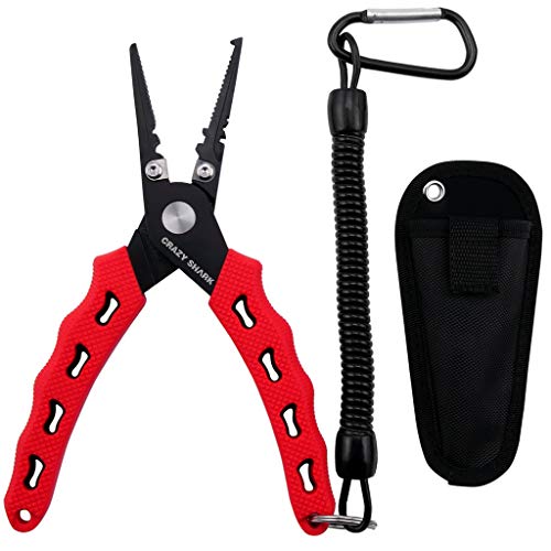 CRAZY SHARK Multifunktionale Angelzangen Linie Cutter Hook Remover Tackle mit Scheide und Lanyard von CRAZY SHARK