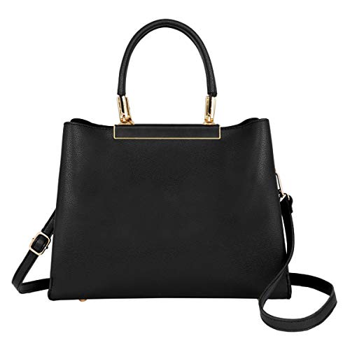 CRAZYCHIC - Damen Handtasche - PU Leder Top Griff Schultertasche - Elegante Henkteltasche Umhängetasche - Viele Fächer City Tasche Tote Shopper Bag - Frau Crossbody Bag Damentasche Mode - Schwarz von CRAZYCHIC