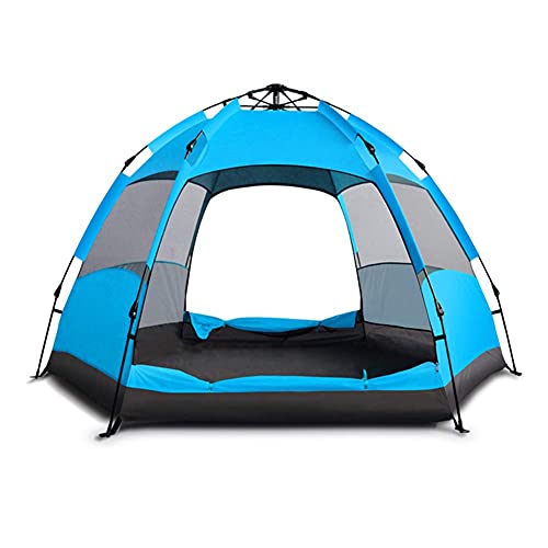 Sechseckiges Zelt, tragbar, zusammenklappbar, vollautomatisch, wasserdicht, Sonnenschutz, für den Außenbereich, Familien-Campingzelte für 3–5 Personen (3/5 Personen, Orange) von CRBUDY