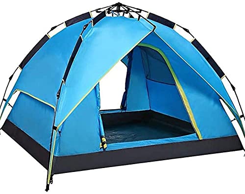 Tragbare Campitent-Doppelschicht-Pop-up-Zelte für 3 bis 4 Personen, wasserdichtes Campidome-Zelt mit 2 Türen und belüftetem Netzfenster, für Wandercamping (Blau a) von CRBUDY