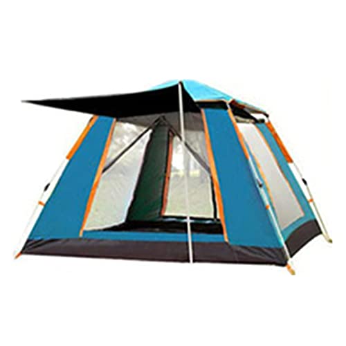 Tragbarer Campiten-Unterschlupf, tragbar, wasserdicht, für 3–4 Personen, sofort aufbaubares Pop-up-Zelt mit oberem Überzelt, Doppeltüren, Netzschutz für Campihiki, Bergsteigen/Blau von CRBUDY