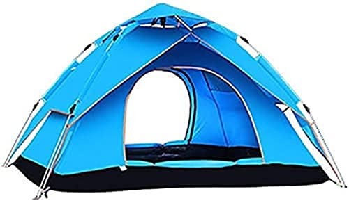 Tragbares Campitent Campitent für 3–4 Personen, doppelschichtiges automatisches Pop-up-Zelt mit Tragetasche, geeignet für Hikioutdoor (blau a) von CRBUDY