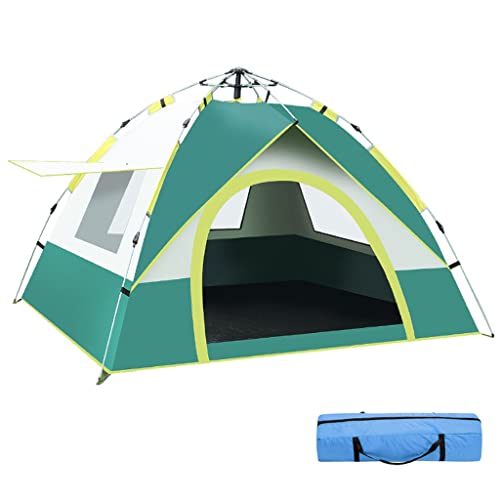Tragbares Instant-Kabinenzelt, Aufbau für 3–4 Personen in 60 Sekunden, Wasser- und winddichtes Zelt für Familiencamping und Wandern (Grün A) von CRBUDY