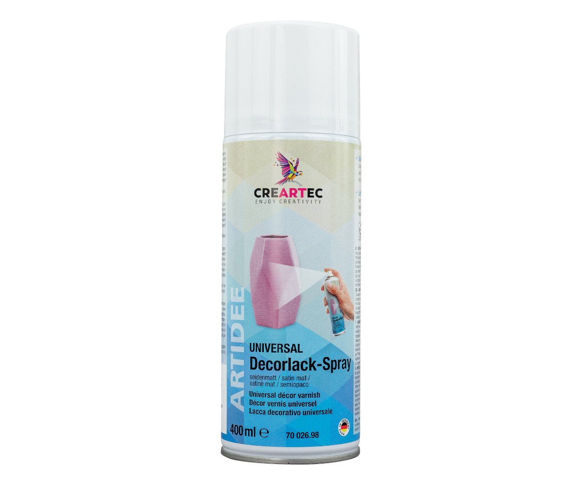 CREARTEC 7002698, Decorlack Spray Seidenmatt - 400ml - Imprägnierspray, Oberflächenfinish für viele Untergründe - Made in Germany von CREARTEC