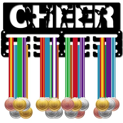 CREATCABIN Cheer-Medaillenhalter,Display,Cheerleader-Medaillenaufhänger,Wandhalterung,Kleiner Rahmen,Sport-Medaillenaufhänger,Organizer Zum Aufhängen von 40Medaillen,Bändern,Cheerleader-Tänzer-29x13cm von CREATCABIN