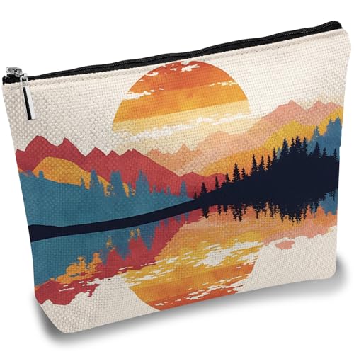 CREATCABIN Make-up-Tasche aus Segeltuch für Reisen, tragbar, Kulturbeutel, kleiner Organizer, Aufbewahrung, Bleistift mit Reißverschluss, Geschenk für Frauen, Freundin, Ehefrau, Urlaub, 17,8 x 25,4 von CREATCABIN