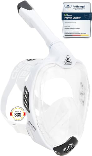 CRESSI Bali Full Face Mask White/Black S/M-Tauchermaske Vollmaske Ultra Klare Polycarbonat Linse, 100% Silikon, Schnorchel Float Ventil, Kamera Halterung, Weiß/Schwarz, S/M, Erwachsene CRESSI Bali Full Face Mask White/Black S/M-Tauchermaske Vollmaske Ultra Klare Polycarbonat Linse, 100% Silikon, Schnorchel Float Ventil, Kamera Halterung, Weiß/Schwarz, S/M, Erwachsene von CRESSI