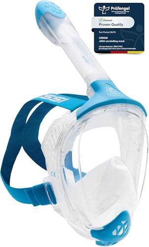 CRESSI Java Full Face Mask Clear/Blue S/M-Vollgesichts Schnorchelmaske, Ultraklare Antibeschlaglinse, 100 % Silikon, Schnorchel Trocken mit Sicherheitsventilen, Transparent/Blau, S/M CRESSI Java Full Face Mask Clear/Blue S/M-Vollgesichts Schnorchelmaske, Ultraklare Antibeschlaglinse, 100 % Silikon, Schnorchel Trocken mit Sicherheitsventilen, Transparent/Blau, S/M von CRESSI